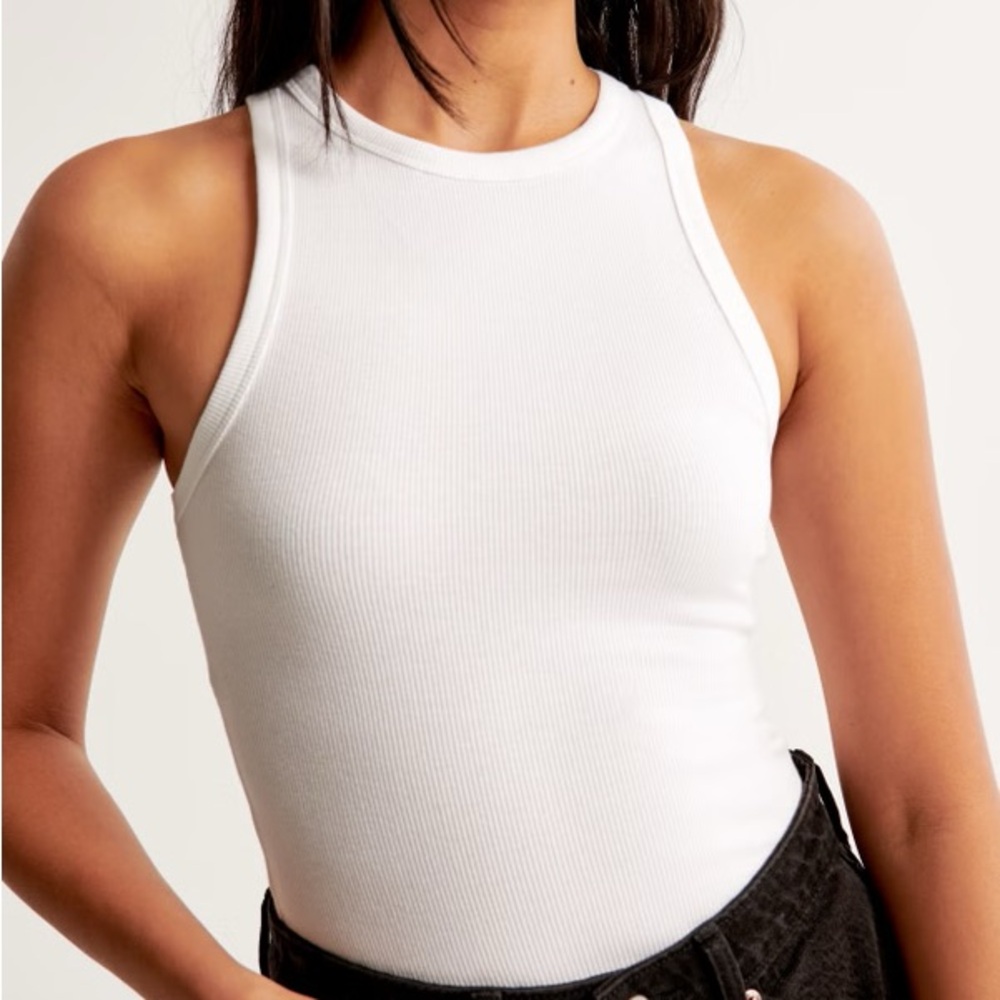Abercrombie & Fitch White Ribbed Tank Top